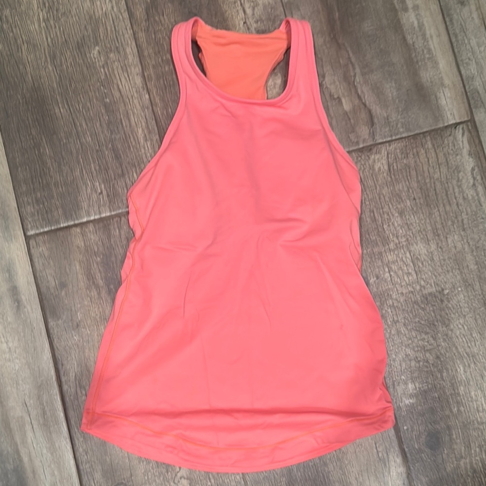 Lululemon Athletica Orange Fitted Cut Out Tank Top